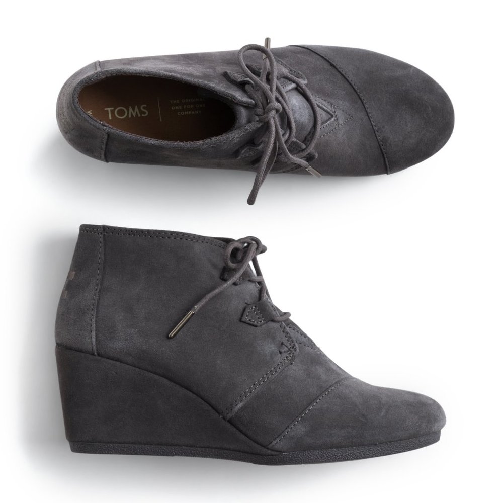 Toms - Kala Suede Wedge Bootie in Dark Grey
